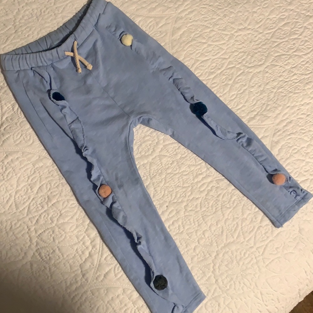 Zara Baby girl ruffle jogger sweatpants pompoms